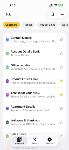 Clip list in light mode